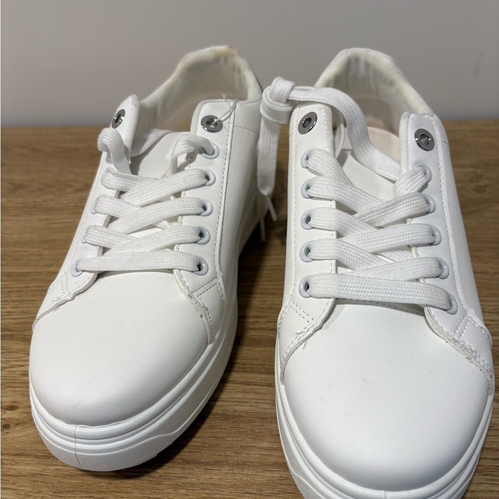 White Lace-Up Sneakers